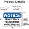 Signmission Private Beach To Lowest Tide No Trespassing OSHA Notice Sign, Vinyl Decal, 7in W x 5in L, 2PK OS-2PACK-NS-D-57-L-17806 - alternate 6